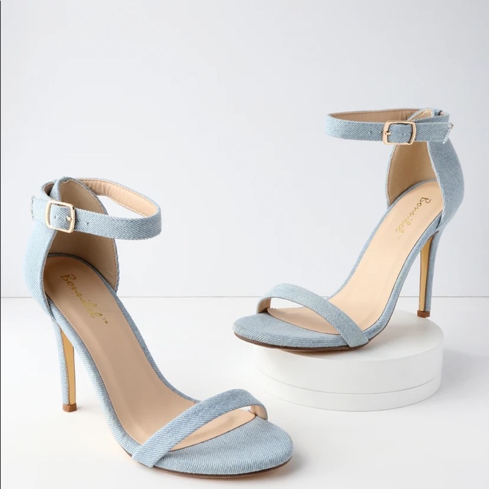 Bonnibel Light Blue Ankle Strap Heels